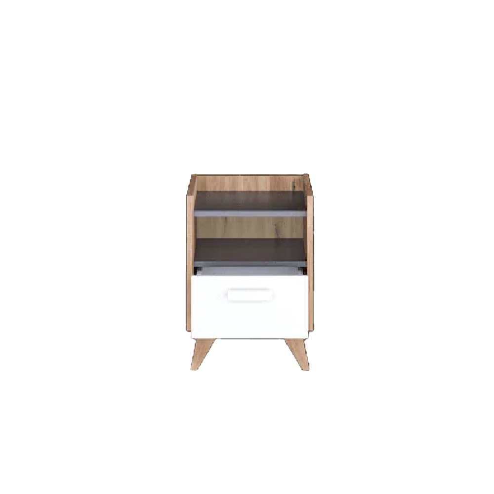Muncie Wooden Bedside Cabinet With 1 Drawer In White And Oak