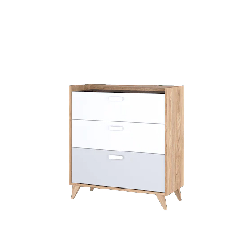 Muncie Wooden Chest Of 3 Drawers In White And Oak