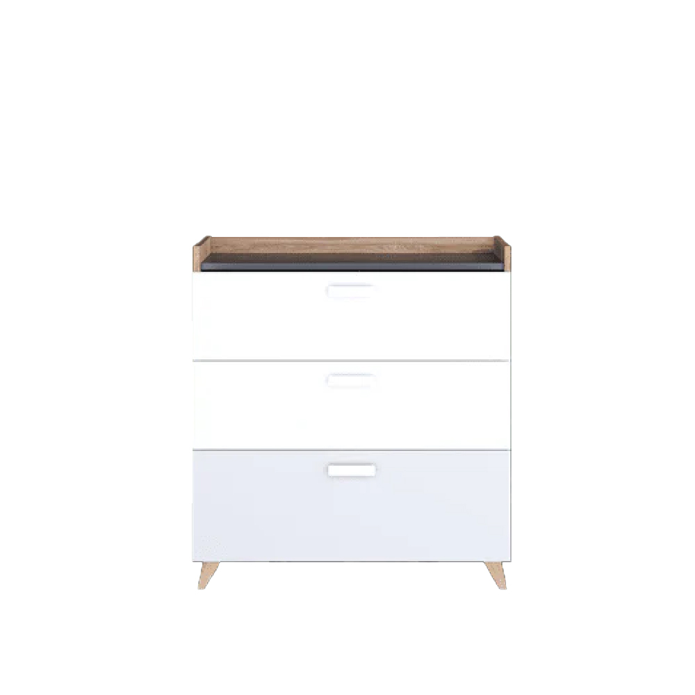 Muncie Wooden Chest Of 3 Drawers In White And Oak