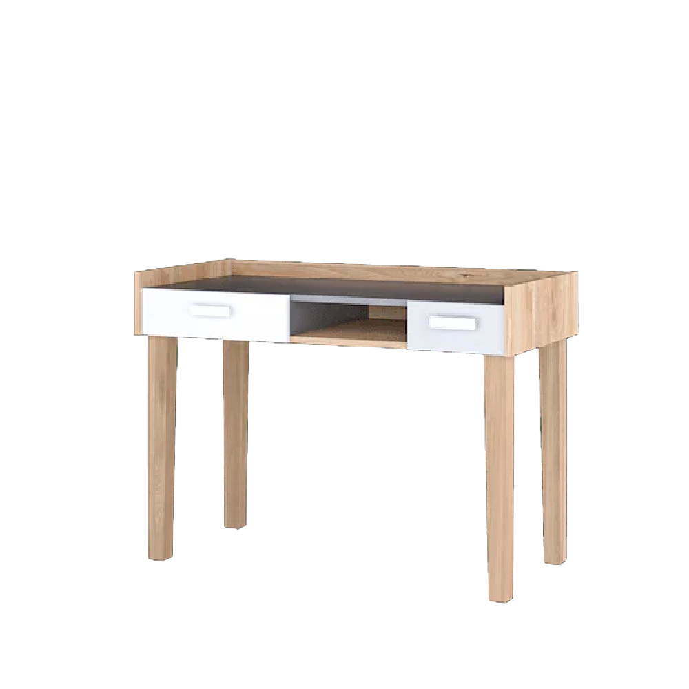 Muncie Wooden Laptop Desk With 2 Drawers In White And Oak