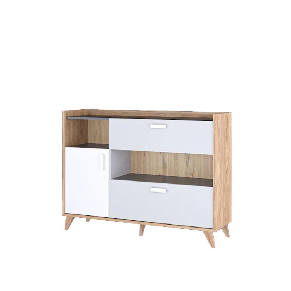 Muncie Wooden Sideboard With 1 Door 2 Drawers In White And Oak