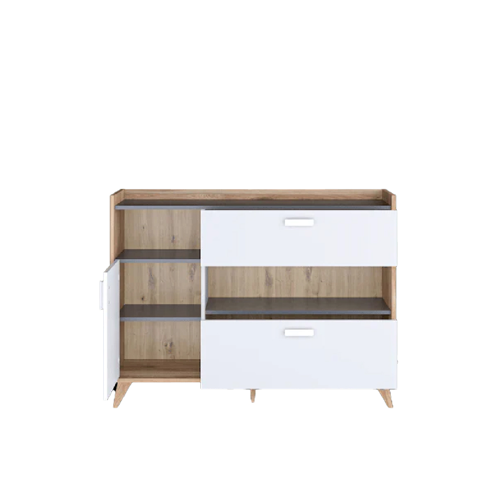 Muncie Wooden Sideboard With 1 Door 2 Drawers In White And Oak