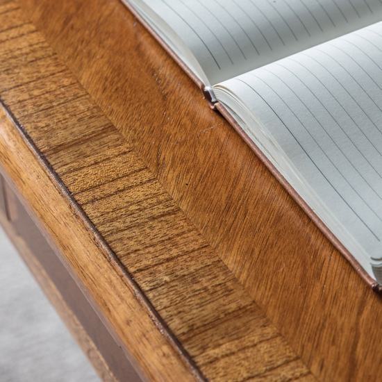 Mundelein Wooden Laptop Desk With 2 Drawers In Walnut