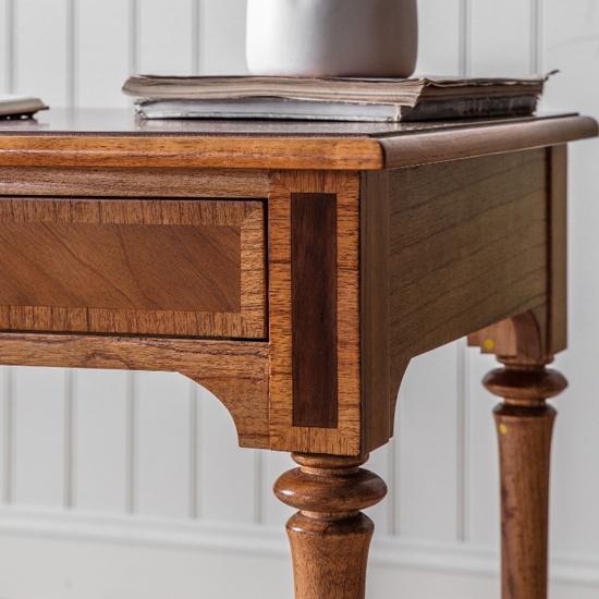 Mundelein Wooden Laptop Desk With 2 Drawers In Walnut