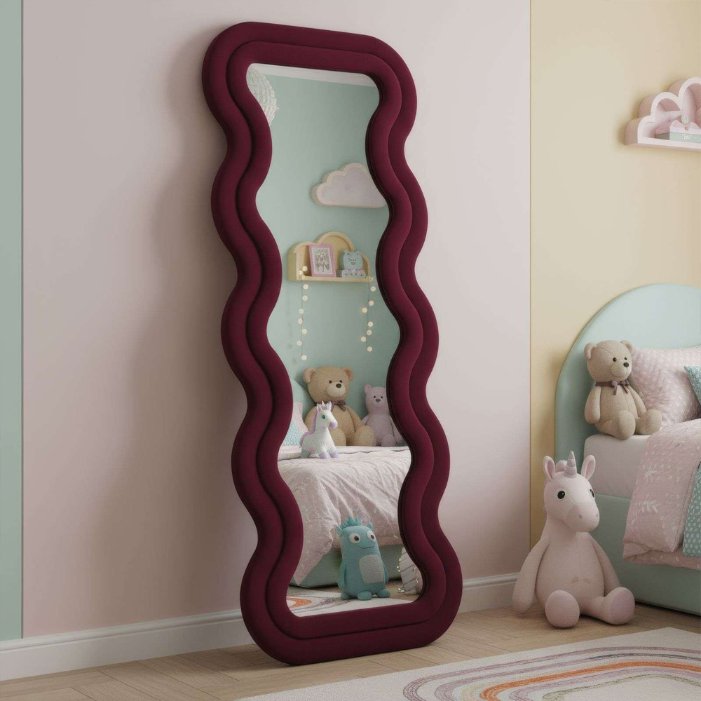 Mundo Decorative Cheval Mirror with Claret Red Wooden Frame