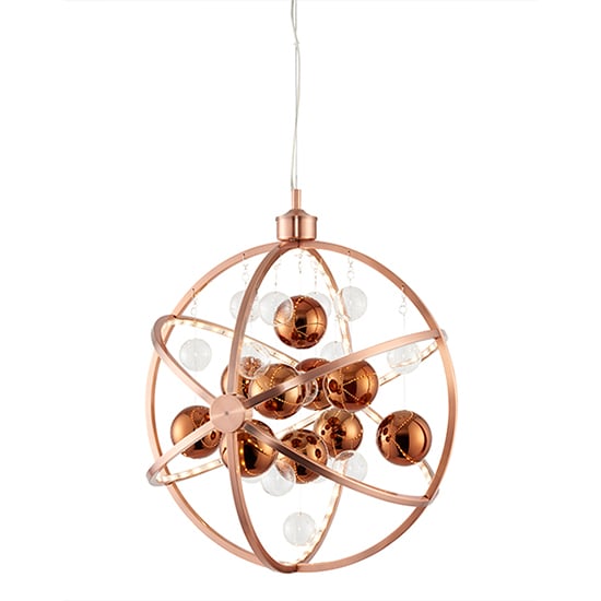 Muni LED 480mm Clear Glass Spheres Pendant Light In Copper