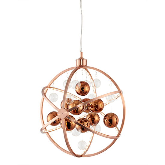 Photo of Muni led 480mm clear glass spheres pendant light in copper