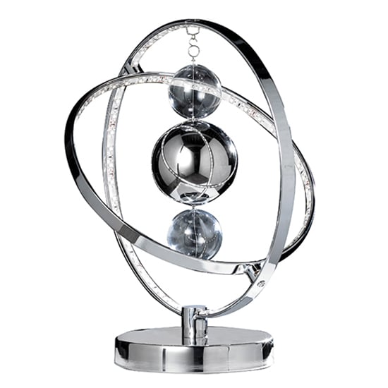 Photo of Muni led clear glass spheres table lamp in polished chrome