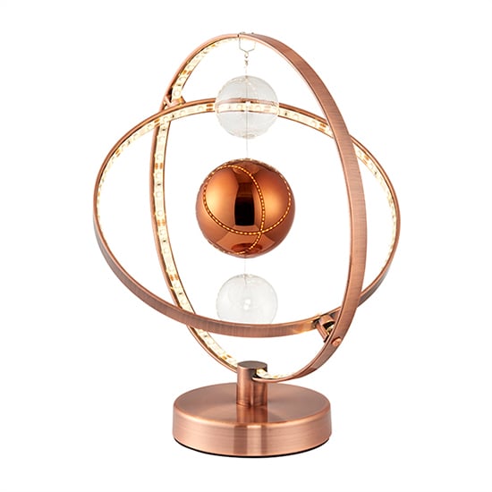 Product photograph of Muni Led Clear Glass Spheres Table Lamp In Polished Copper from Furniture in Fashion