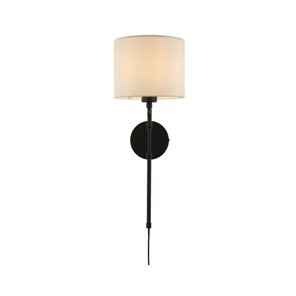 Read more about Munich natural linen shade wall light in matt black
