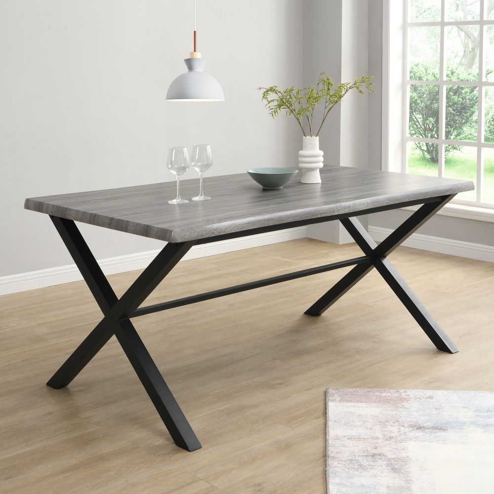 Munich Wooden Dining Table With 2 Dining Benches In Grey Oak