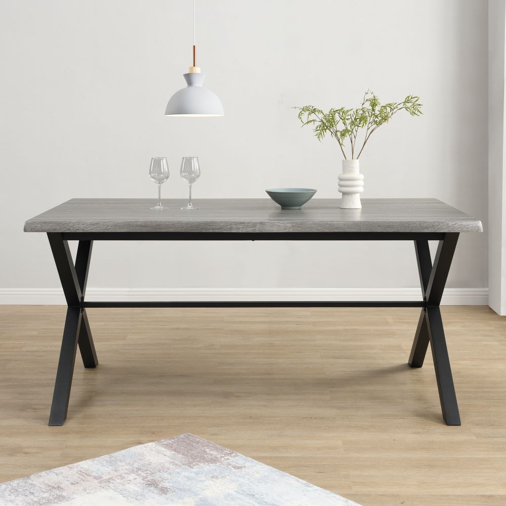 Munich Wooden Dining Table With 2 Dining Benches In Grey Oak