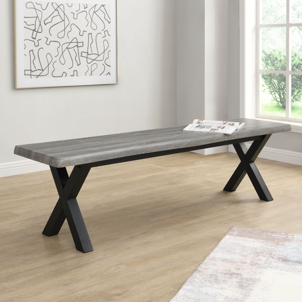 Munich Wooden Dining Table With 2 Dining Benches In Grey Oak