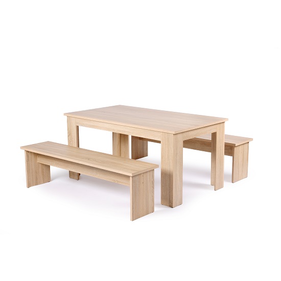 Munich Large Dining Set In Sonoma Oak With 2 Dining Benches_2