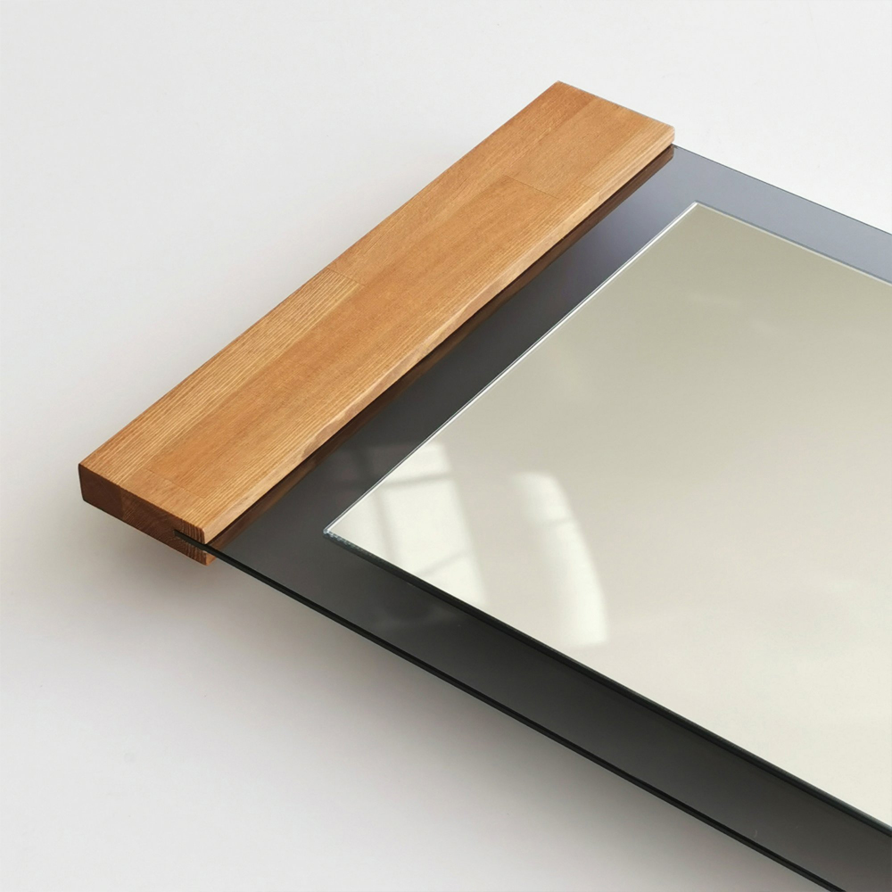 Murano Glass Cheval Mirror with Metal Frame in Oak and Fume