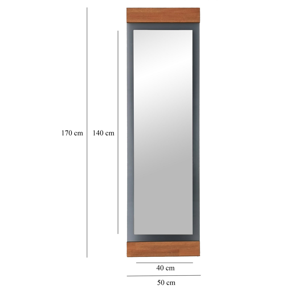 Murano Glass Cheval Mirror with Metal Frame in Oak and Fume