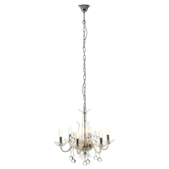 Murato 6 Bulb Clear Crystal Chandelier Light In Chrome