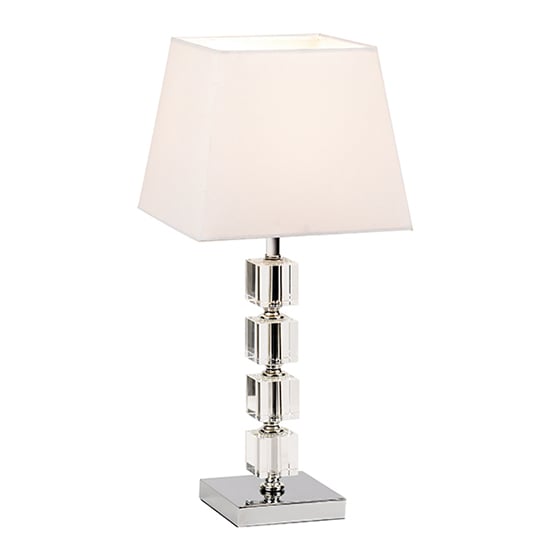 Photo of Murford white fabric table lamp in chrome