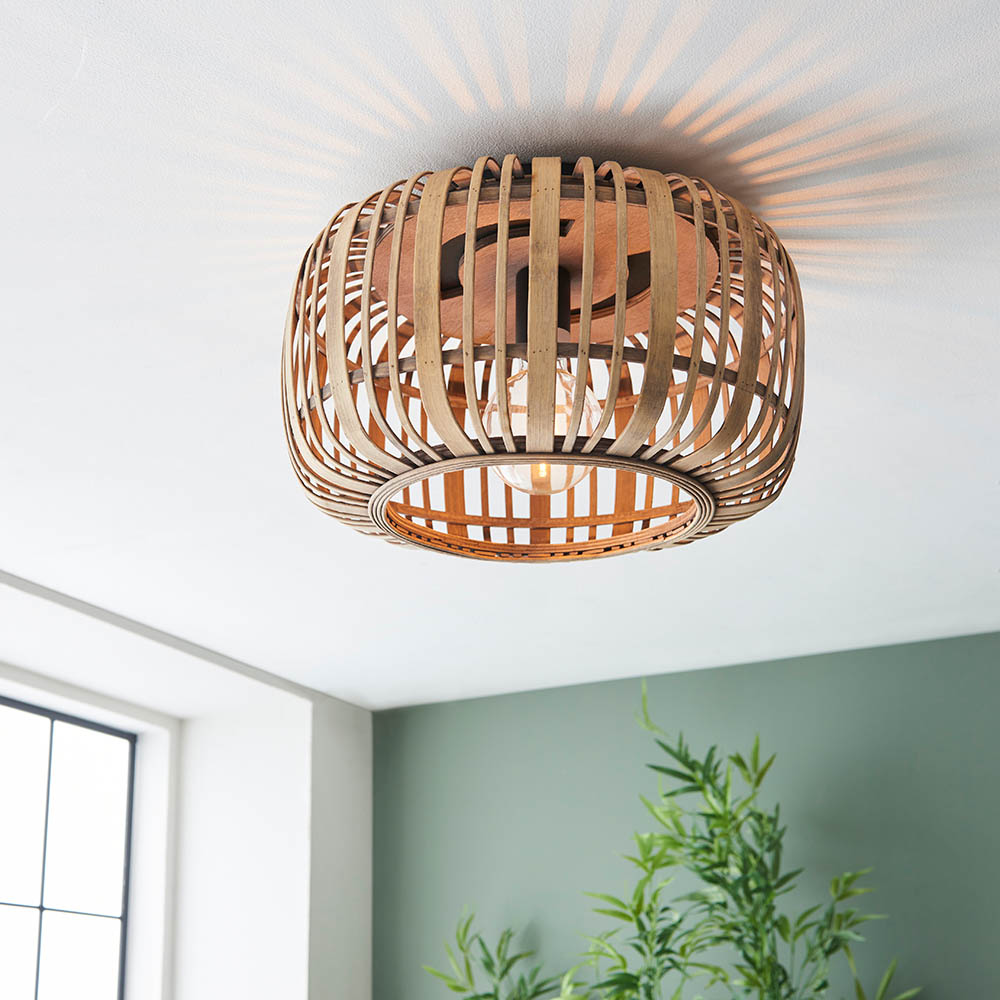 Murray Bamboo Flush Ceiling Light In Natural