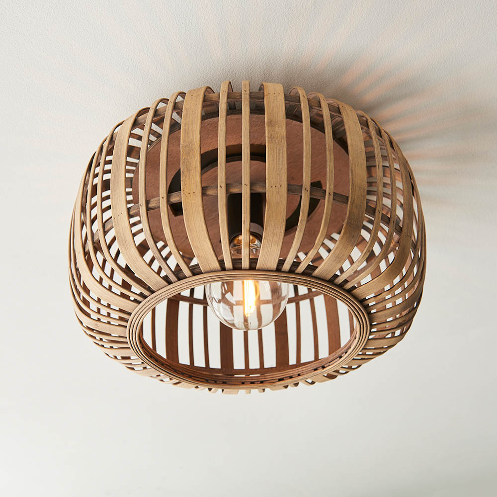Murray Bamboo Flush Ceiling Light In Natural
