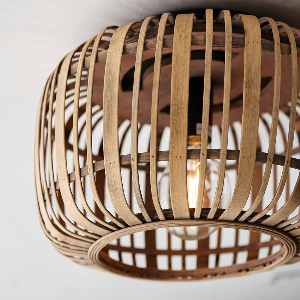 Murray Bamboo Flush Ceiling Light In Natural