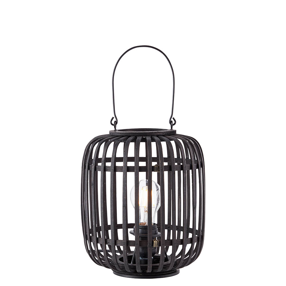 Murray Dark Bamboo Wood Table Lamp In Matt Black