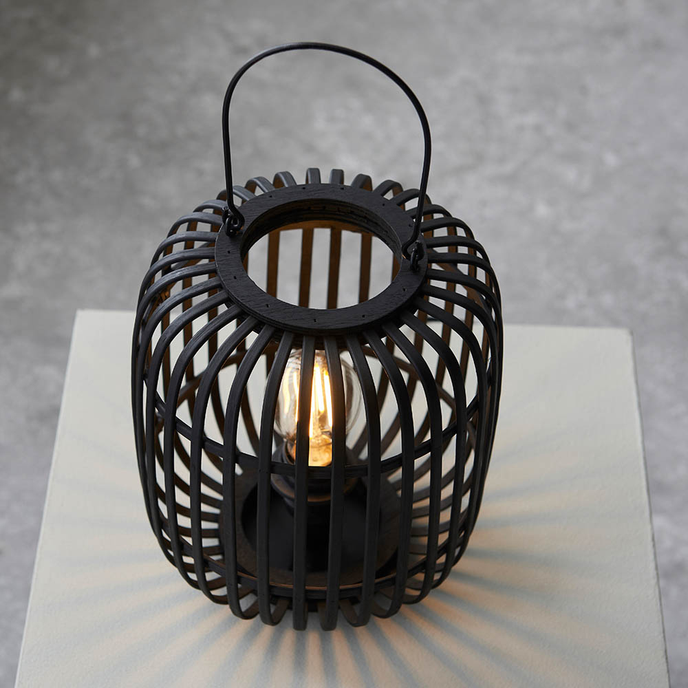 Murray Dark Bamboo Wood Table Lamp In Matt Black