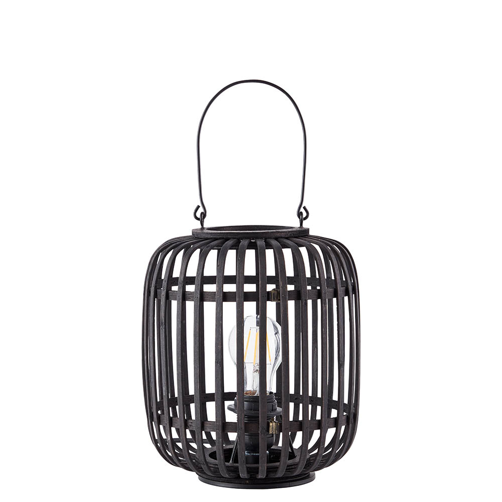 Murray Dark Bamboo Wood Table Lamp In Matt Black