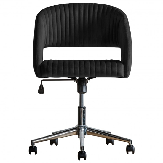 Murray Velvet Upholstered Swivel Office Chair In Black_1
