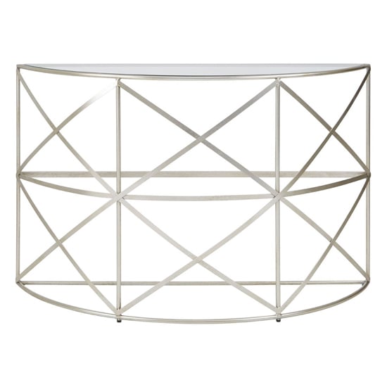 Muscida Clear Glass Top Console Table With Silver Metal Frame_2