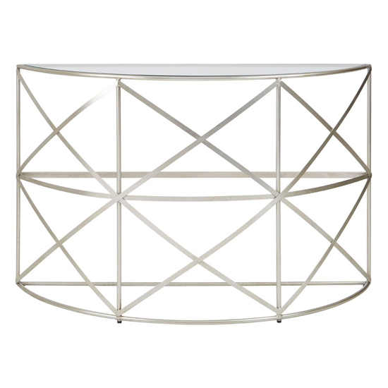 Muscida Clear Glass Top Console Table With Silver Metal Frame