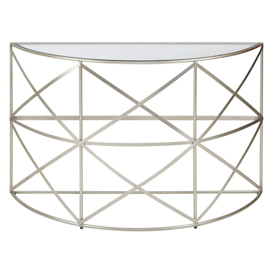 Muscida Clear Glass Top Console Table With Silver Metal Frame