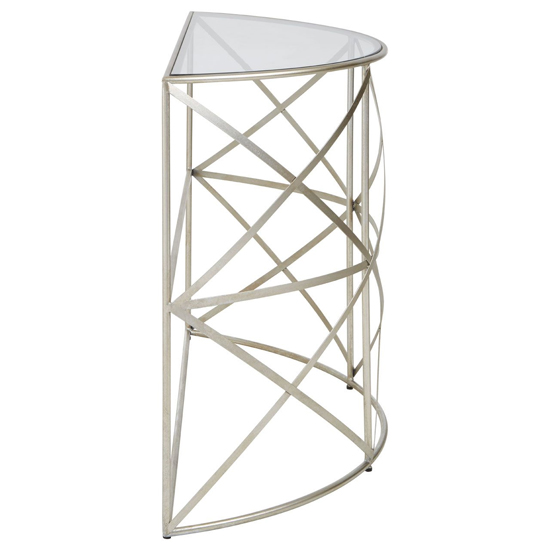 Muscida Clear Glass Top Console Table With Silver Metal Frame
