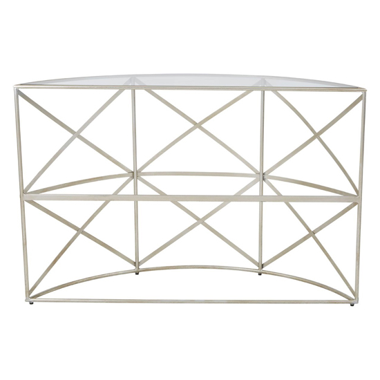 Muscida Clear Glass Top Console Table With Silver Metal Frame_5