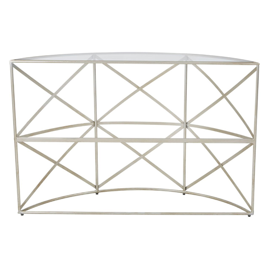 Muscida Clear Glass Top Console Table With Silver Metal Frame