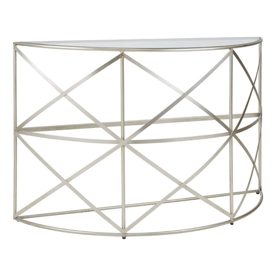 Muscida Clear Glass Top Console Table With Silver Metal Frame_1