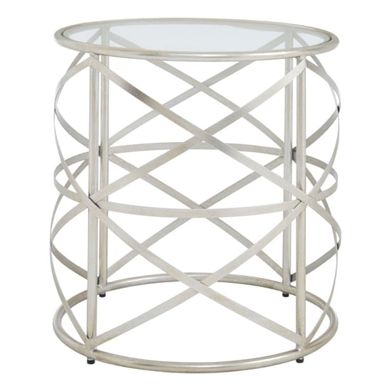 Muscida Clear Glass Top Side Table With Silver Metal Frame
