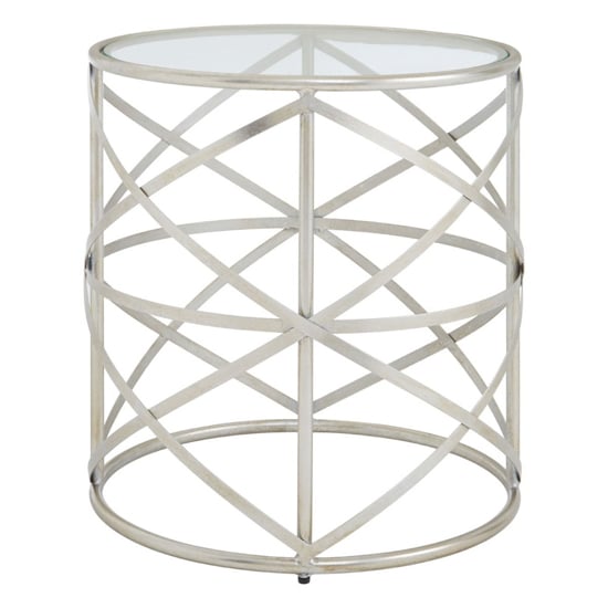 Muscida Clear Glass Top Side Table With Silver Metal Frame