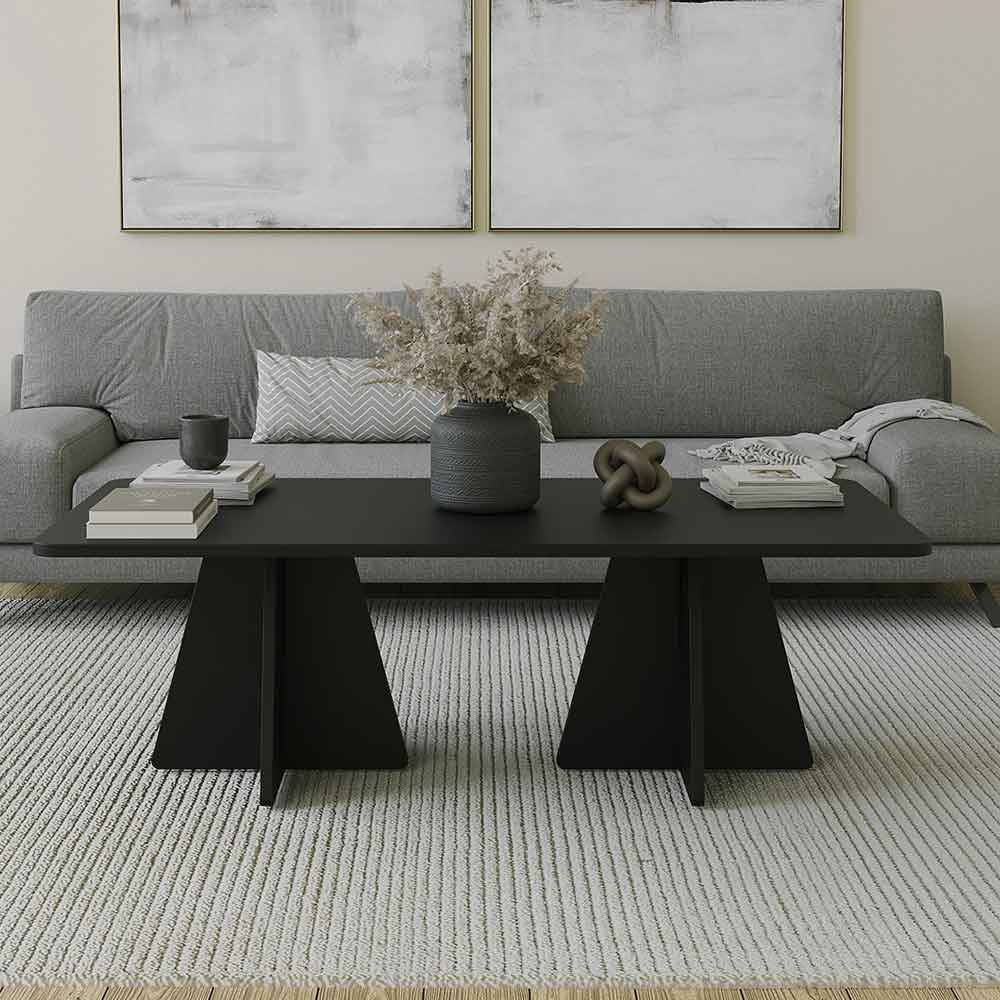 Mushroom Rectangular Wooden Coffee Table in Black