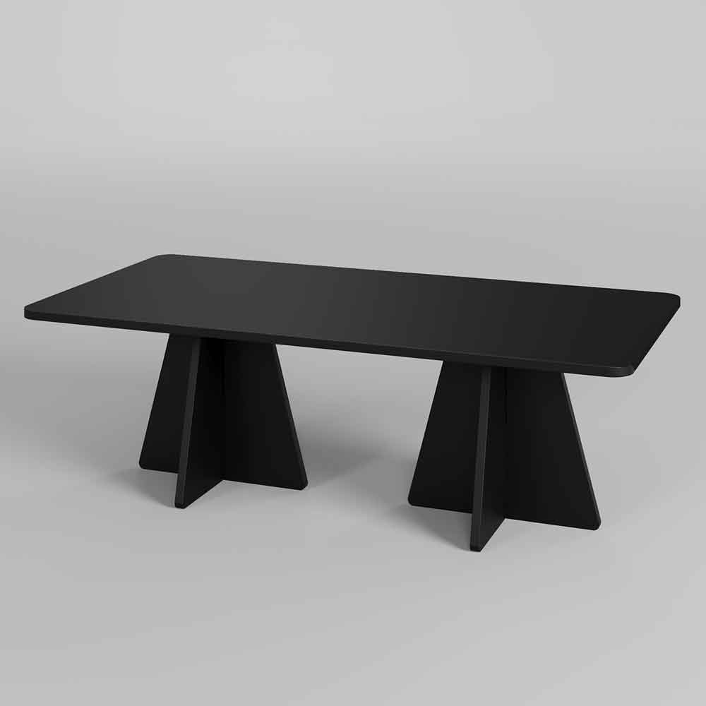 Mushroom Rectangular Wooden Coffee Table in Black