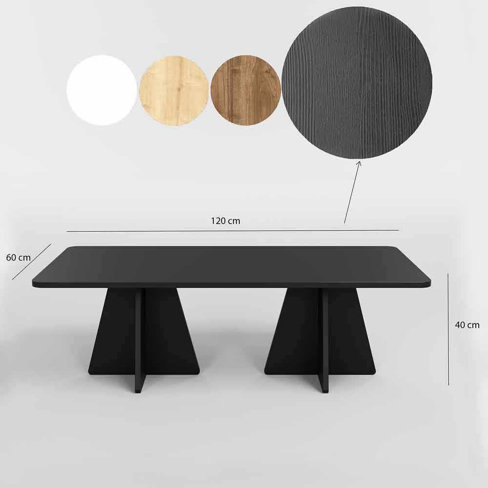 Mushroom Rectangular Wooden Coffee Table in Black