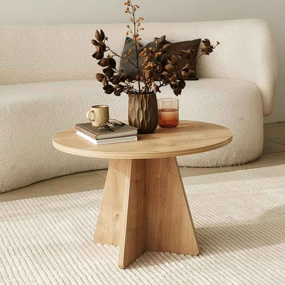 Mushroom Round Wooden Coffee Table in Sapphire Oak