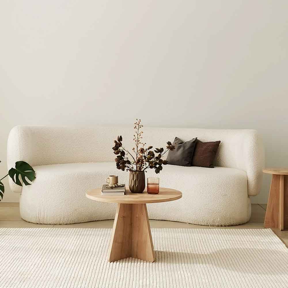 Mushroom Round Wooden Coffee Table in Sapphire Oak