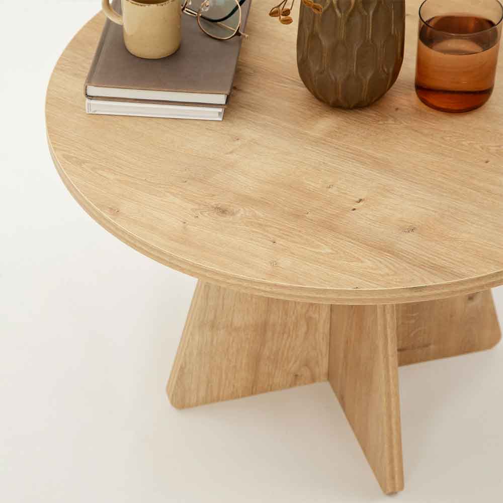 Mushroom Round Wooden Coffee Table in Sapphire Oak