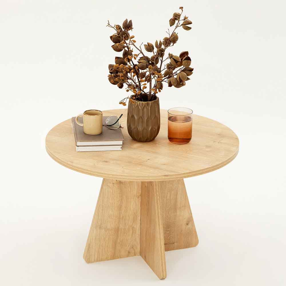 Mushroom Round Wooden Coffee Table in Sapphire Oak