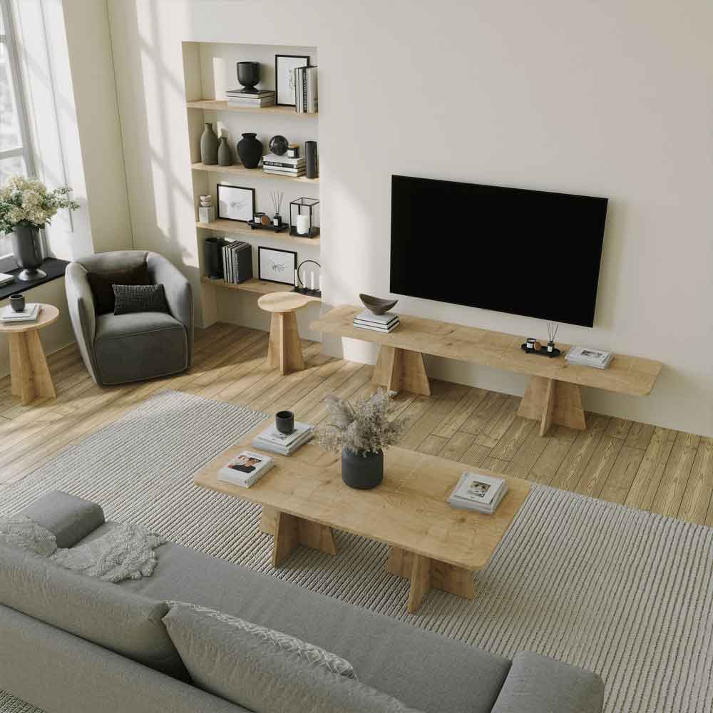Mushroom Wooden Coffee Table in Sapphire Oak
