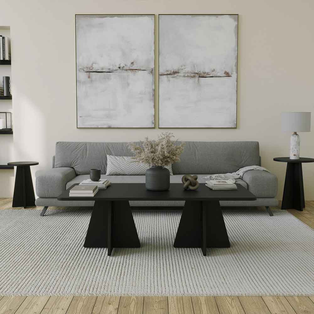 Mushroom Wooden Living Room Set in Black