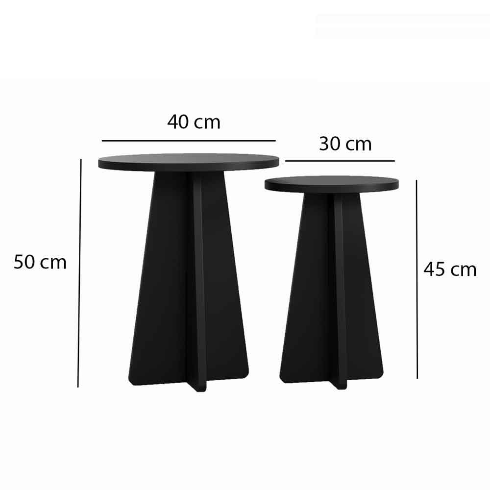 Mushroom Wooden Living Room Set in Black