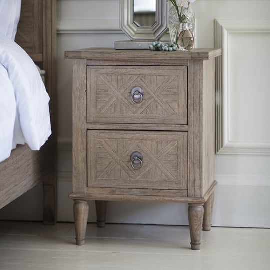 View Mustique mindy ash wooden bedside cabinet with 2 drawers