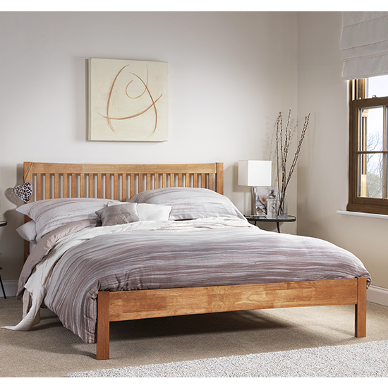 Mya Hevea Wooden King Size Bed In Honey Oak Furniture in Fashion